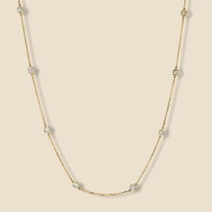 14k Solid Gold Bezel By The Yard Strand Necklace | Birthday Gift | Genuine Gold